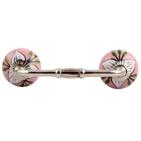 White and Green Leaf Ceramic Bridge Handle